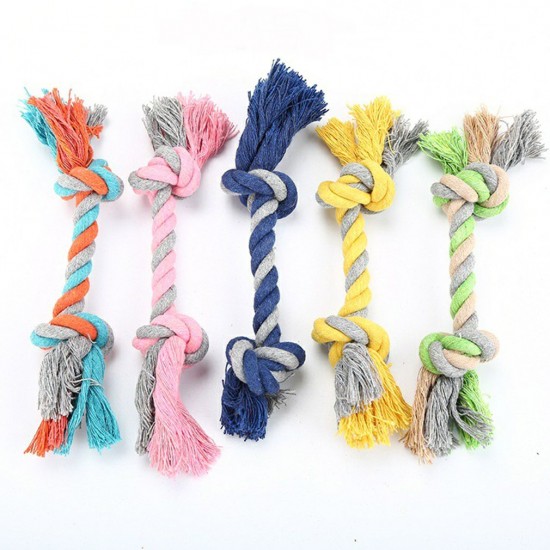 Pet Dog Toy Bite Rope Double Knot Cotton Rope Funny Cat Toy Bite Resistant and Sharp Teeth Pet Supplies Puppy Durable Rope Toy