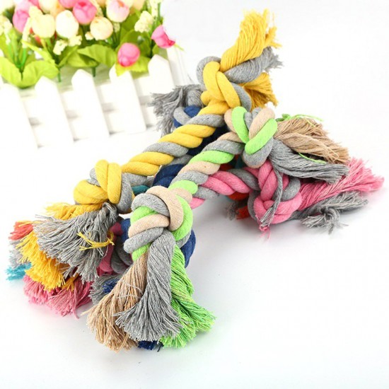 Pet Dog Toy Bite Rope Double Knot Cotton Rope Funny Cat Toy Bite Resistant and Sharp Teeth Pet Supplies Puppy Durable Rope Toy