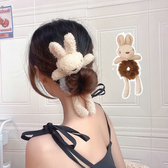 Cute Bear Hair Scrunchies Velvet Elastic Bands Fashion Plush Tie Head Rope Ponytail Holster High Elastic Women Girl Accessory